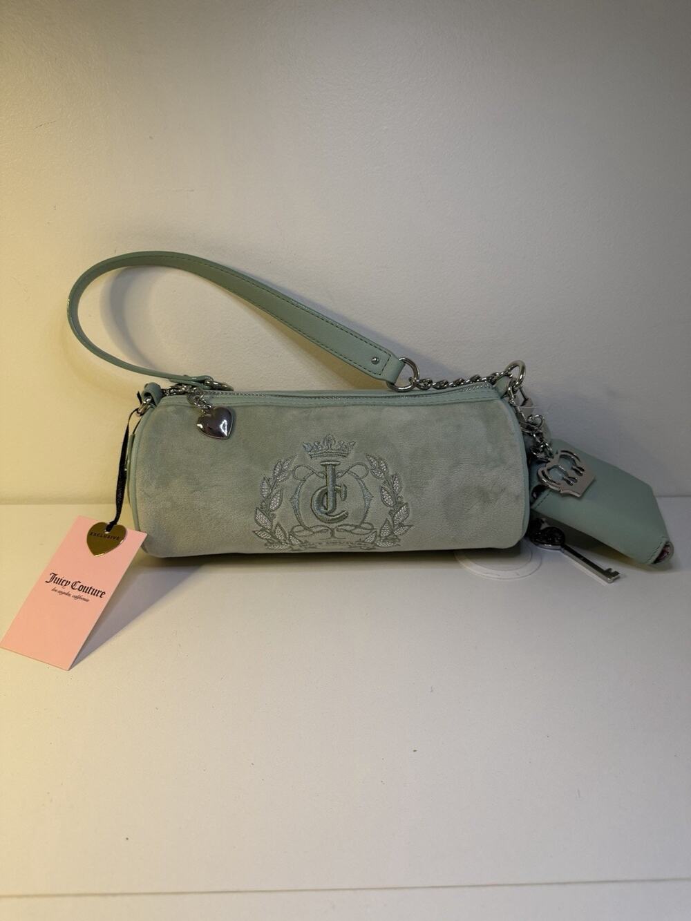 NWT Juicy Couture Royal Shoulder Barrel Bag Mini Purse Frost Green Y2K INSPIRED